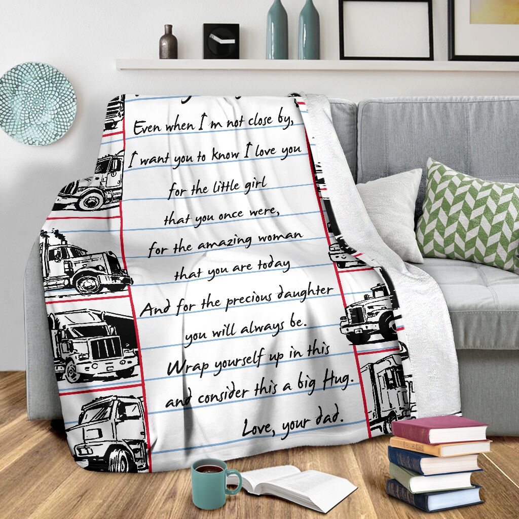 Truck To My Daughter Trucker Flannel Blanket For Cozy Bedroom Sofa Decor