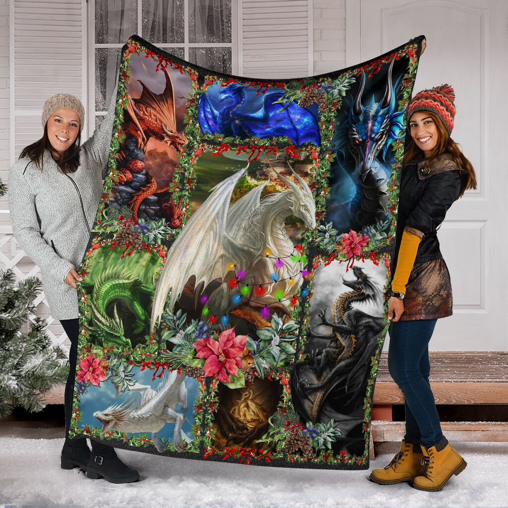 Dragon Christmas Love Flannel Blanket For Cozy Bedroom Sofa Decor