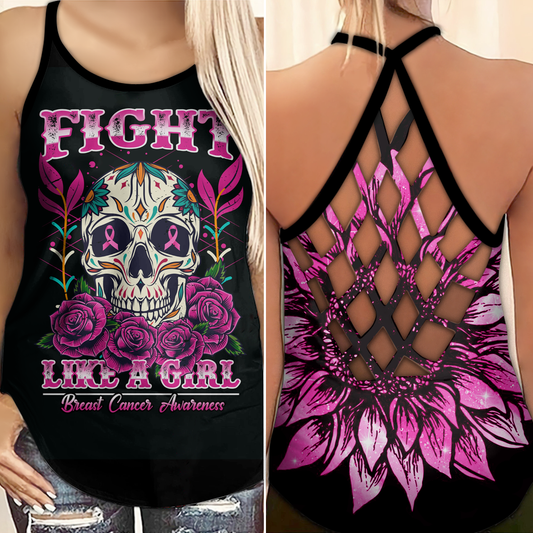 Breast Cancer Awareness Strength And Support Hollow Tank Top For Support Events And Casual Styling