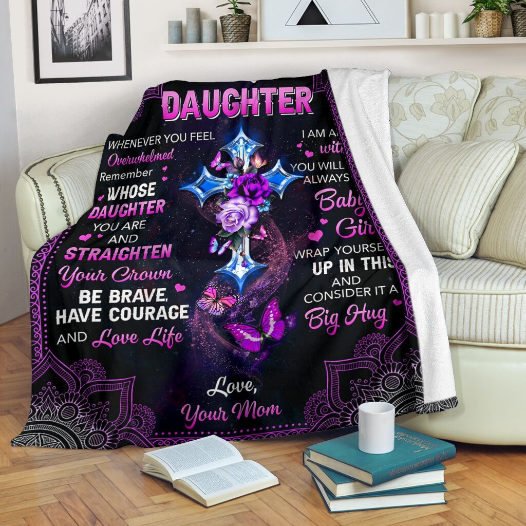 Butterfly To My Daughter Christian Flannel Blanket For Cozy Bedroom Sofa Decor