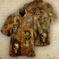 Vintage Skull Hawaiian Shirt With All Over Print For Coastal Vacations Warm Weather Events And Daily Style