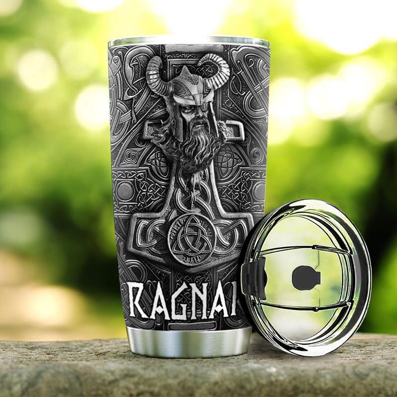Viking Norse American With Black Personalized 20 Oz Tumbler For Coffee Travel And Daily Drinks