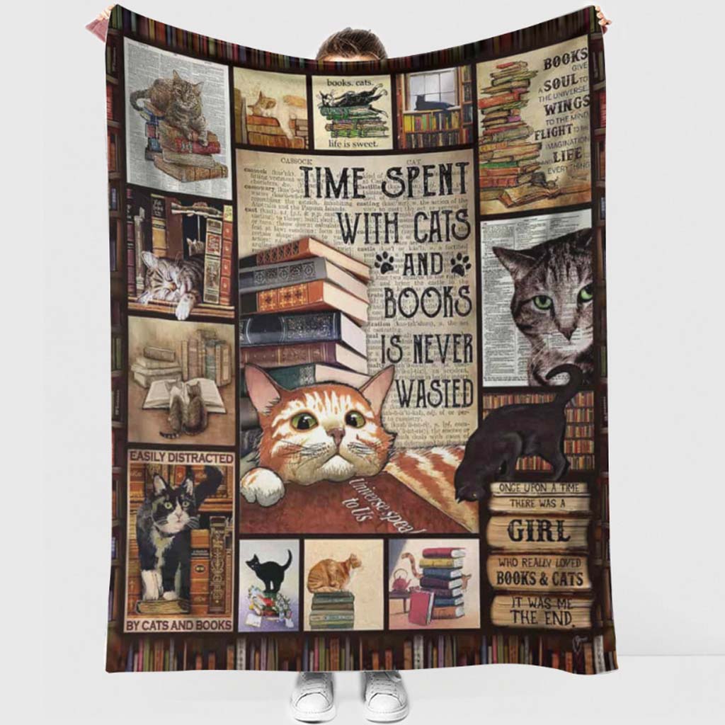 Book Time Spent With Books Flannel Blanket For Cozy Bedroom Sofa Decor