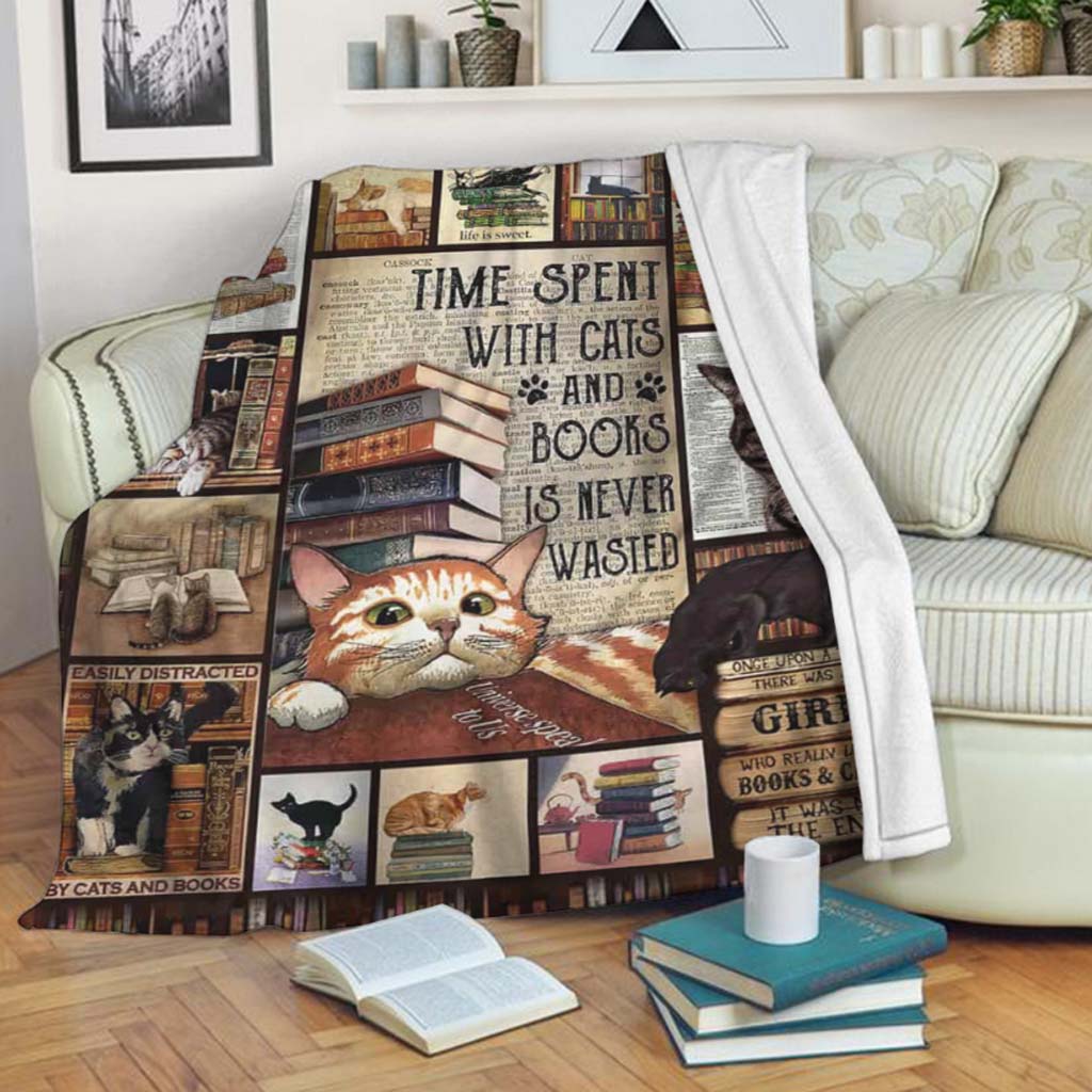 Book Time Spent With Books Flannel Blanket For Cozy Bedroom Sofa Decor