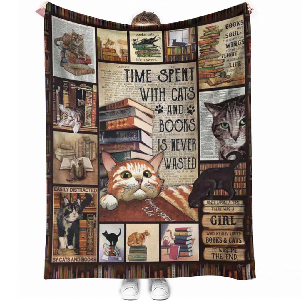 Book Time Spent With Books Flannel Blanket For Cozy Bedroom Sofa Decor
