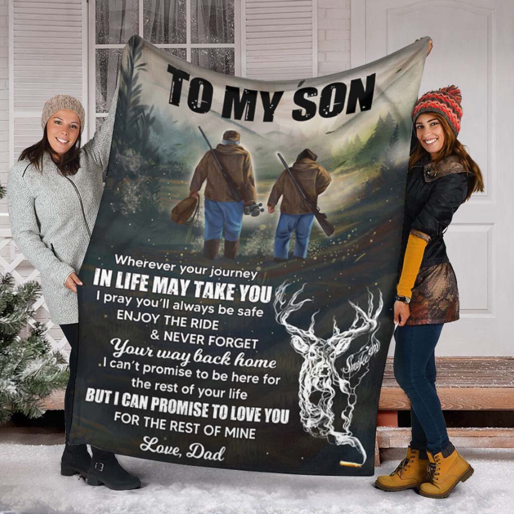 Hunting To My Son In Life Flannel Blanket For Cozy Bedroom Sofa Decor