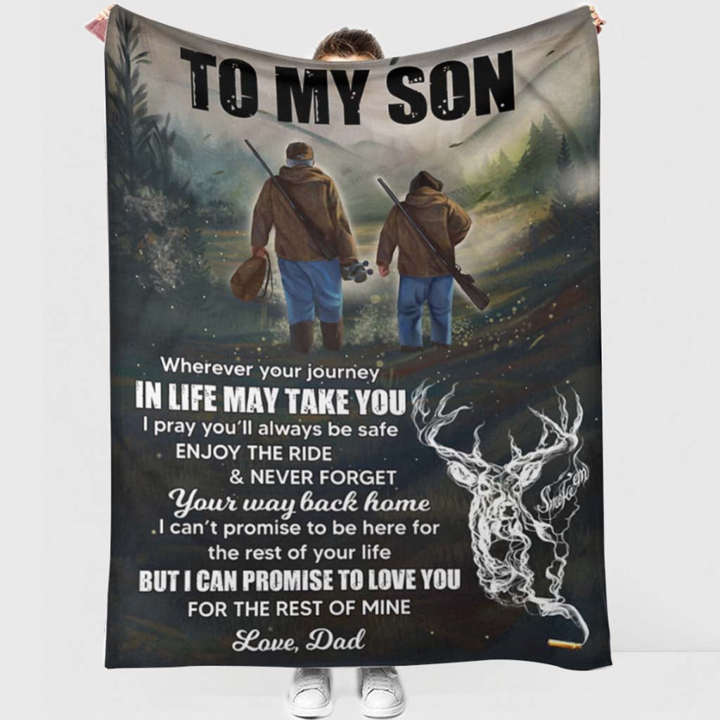 Hunting To My Son In Life Flannel Blanket For Cozy Bedroom Sofa Decor