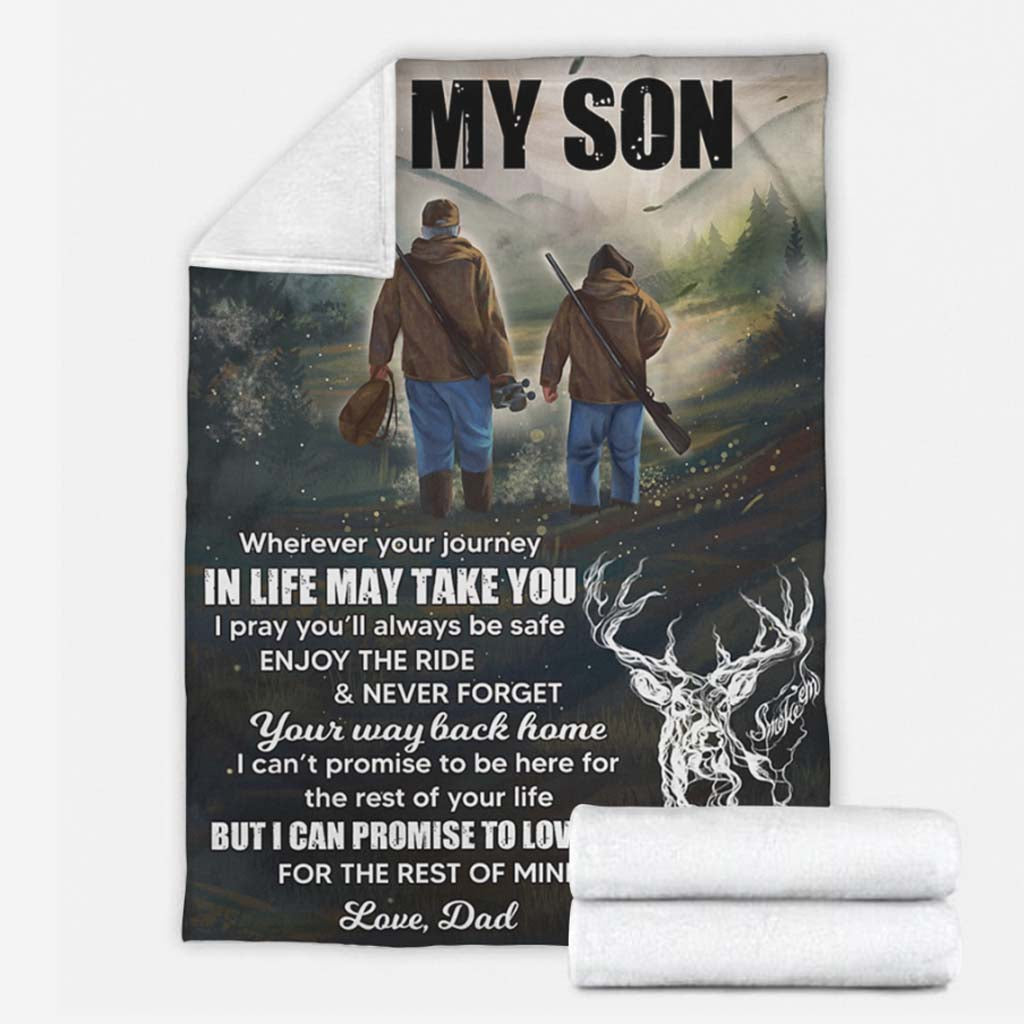 Hunting To My Son In Life Flannel Blanket For Cozy Bedroom Sofa Decor