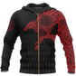 Red Viking Raven Odin Tattoo Hoodie For Norse Themed Outfits Weekend Travel And Relaxed Comfort