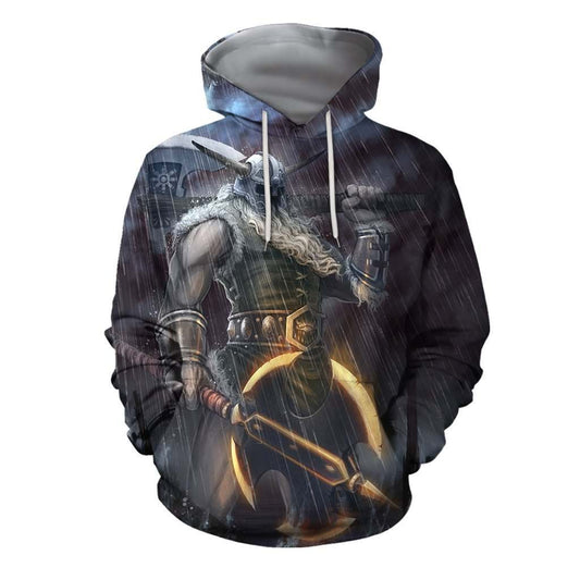 Viking Warrior Hoodie For Norse Inspired Streetwear Outdoor Travel And Bold Everyday Style
