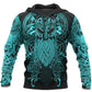 Blue Viking Raven Odin Tattoo Hoodie For Outdoor Adventures Travel And Powerful Everyday Styling