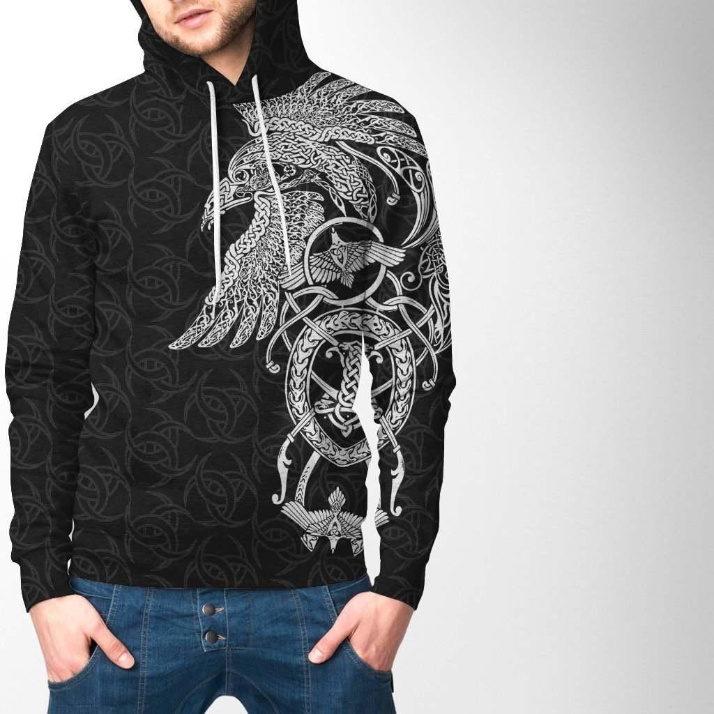 Viking Muninn Raven Hoodie For Norse Heritage Style Outdoor Events And Comfortable Layering