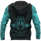 Blue Viking Raven Odin Tattoo Hoodie For Outdoor Adventures Travel And Powerful Everyday Styling