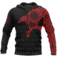 Red Viking Raven Odin Tattoo Hoodie For Norse Themed Outfits Weekend Travel And Relaxed Comfort