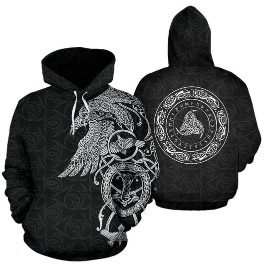 Viking Muninn Raven Hoodie For Norse Heritage Style Outdoor Events And Comfortable Layering