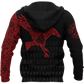 Red Viking Raven Odin Tattoo Hoodie For Norse Themed Outfits Weekend Travel And Relaxed Comfort