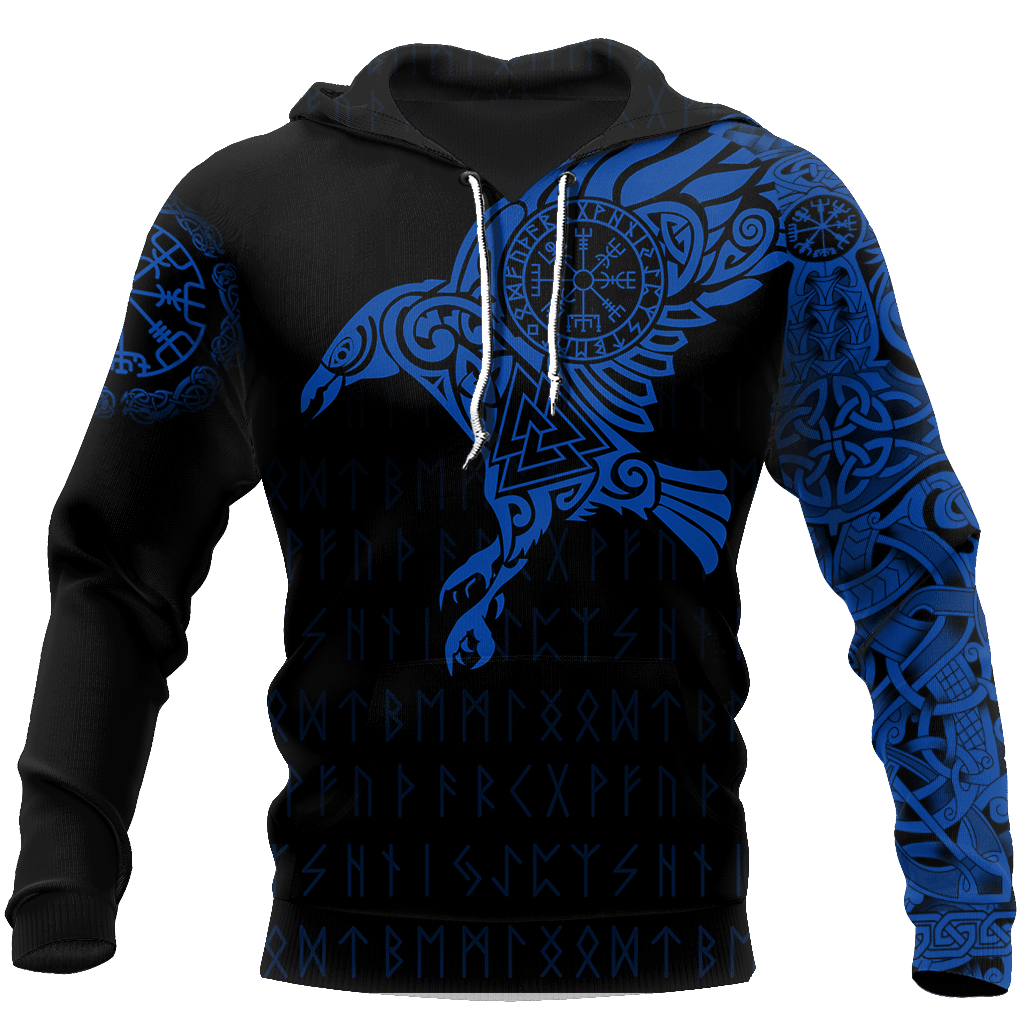 Blue Viking Eagle Ocean Hoodie For Viking Enthusiasts Travel Days And Distinctive Streetwear