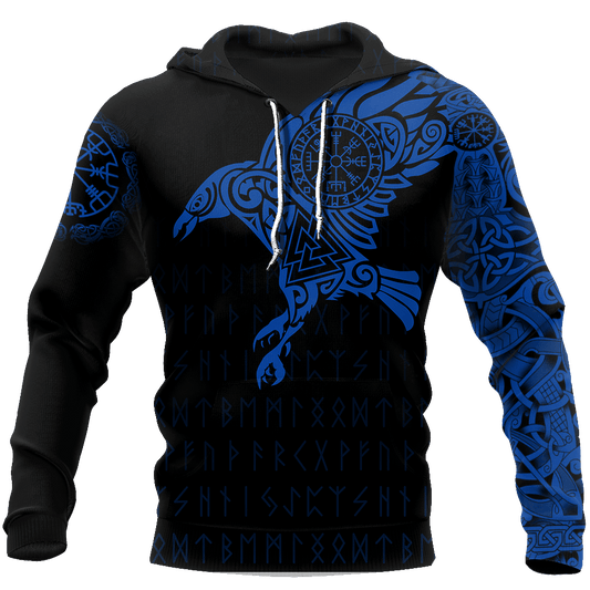 Blue Viking Eagle Ocean Hoodie For Viking Enthusiasts Travel Days And Distinctive Streetwear