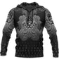 Vegvisir Mjolnir Dragon Norse Tattoo Hoodie For Norse Themed Outfits Weekend Travel And Relaxed Comfort