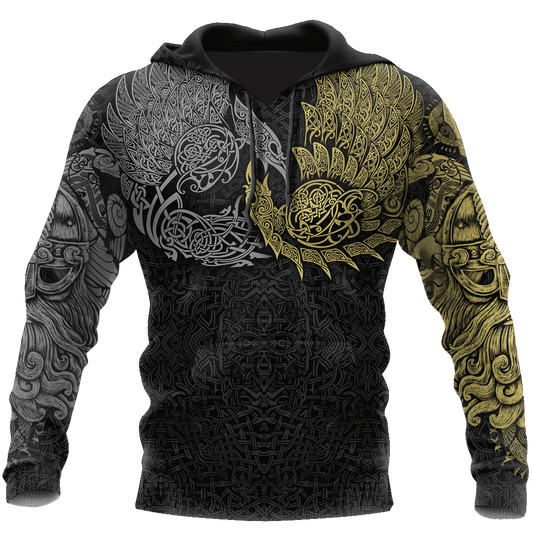 Gold Ravens Midgard Hoodie For Comfortable Daily Outfits Holidays And Casual Wear