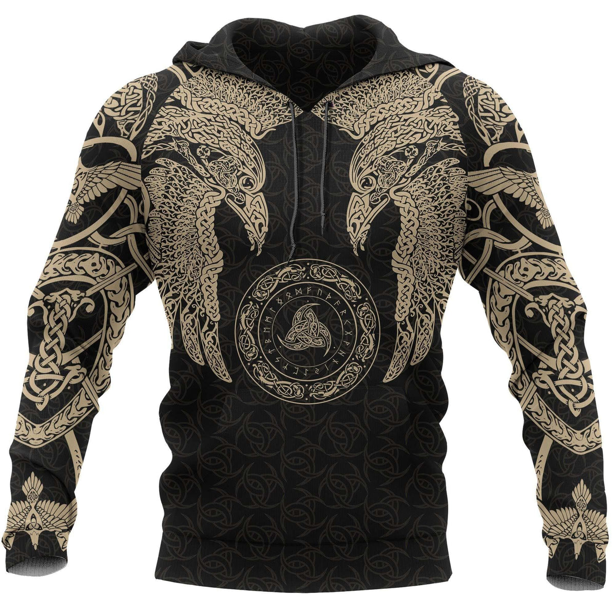 Viking Muninn Tattoo Hoodie For Outdoor Adventures Travel And Powerful Everyday Styling