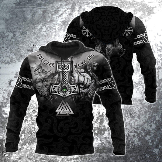 Norse Thunder Hammer Viking Hoodie For Viking Enthusiasts Travel Days And Distinctive Streetwear