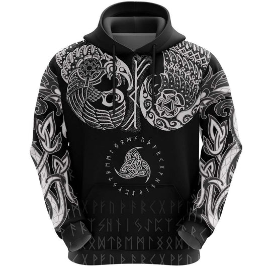 Vikings Chest Tattoo Hoodie For Casual Outfits Outdoor Trips And Comfortable Layering