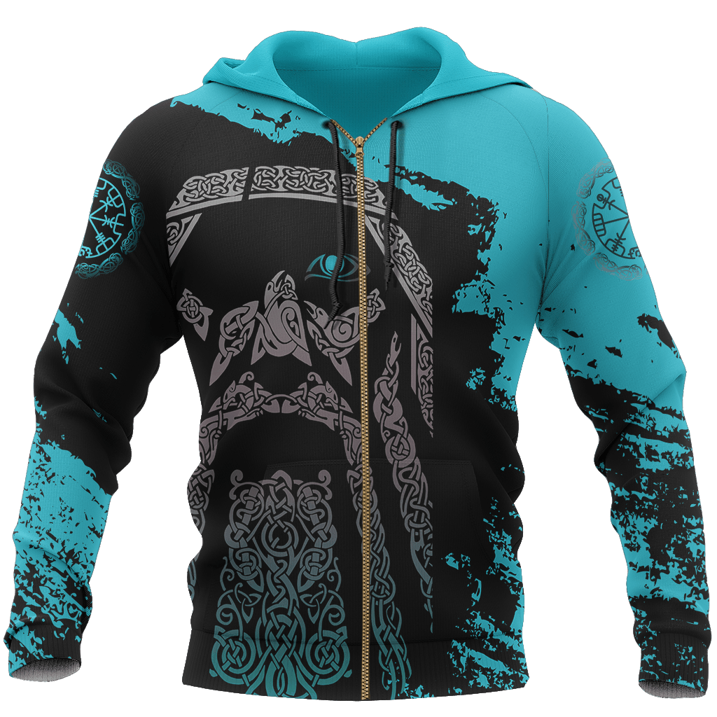 Blue Viking Odin Wotan Hoodie For Norse Style Adventures Casual Layering And Everyday Wear