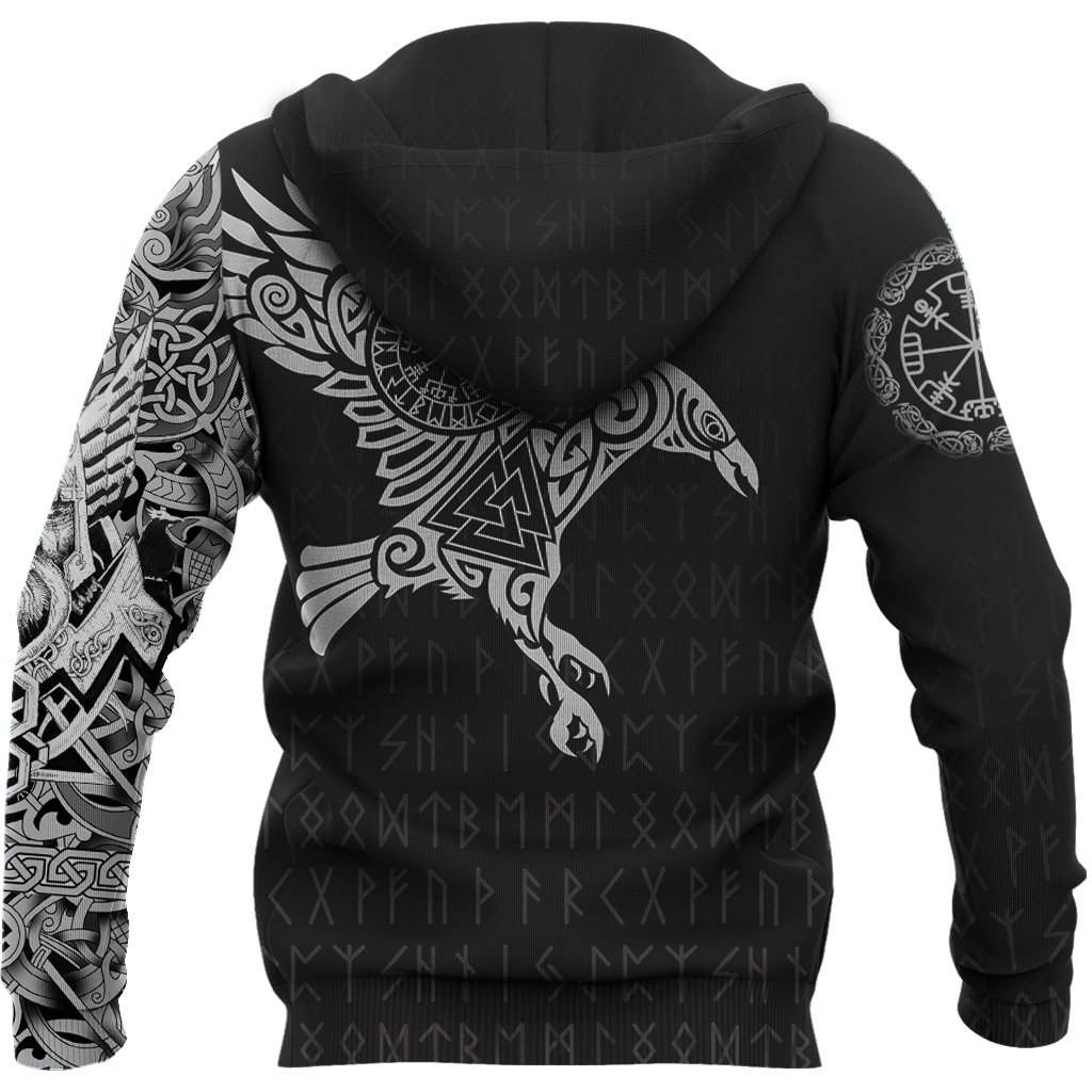 Viking Raven Odin Tattoo Hoodie For Norse Style Adventures Casual Layering And Everyday Wear
