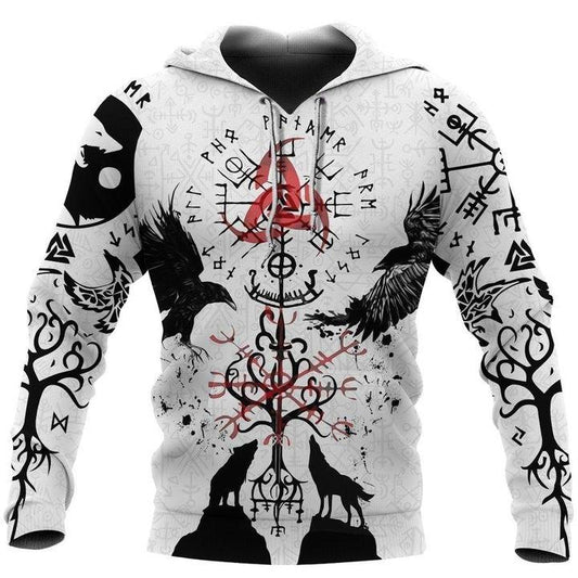 Vegvisir Huginn Muninn Fenrir Yggdrasil Hoodie For Norse Themed Outfits Weekend Travel And Relaxed Comfort