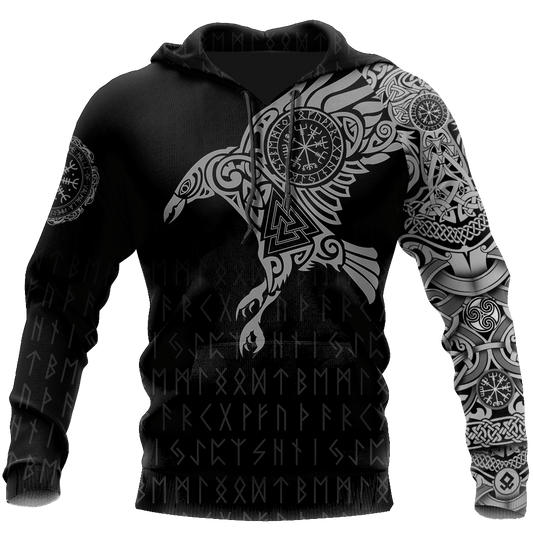Viking Raven Odin Tattoo Hoodie For Norse Inspired Streetwear Outdoor Travel And Bold Everyday Style