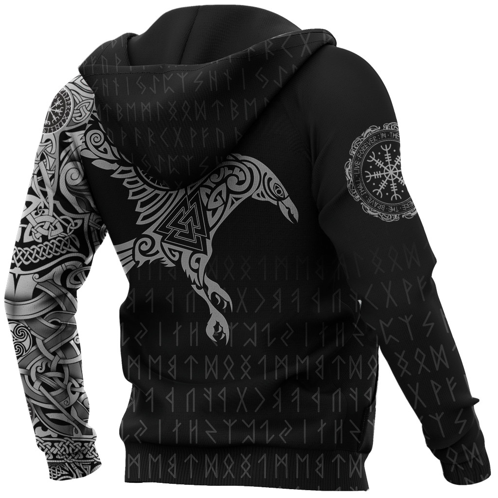 Viking Raven Odin Tattoo Hoodie For Norse Inspired Streetwear Outdoor Travel And Bold Everyday Style