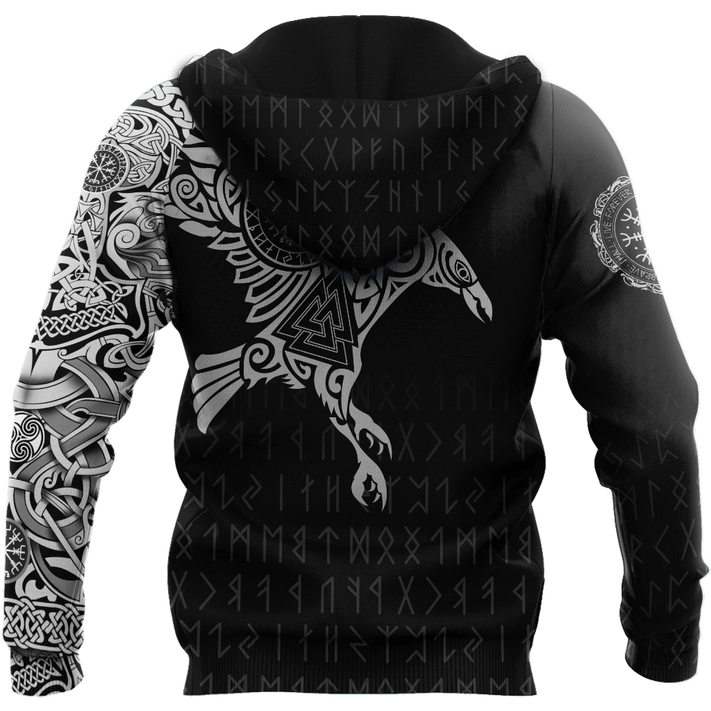Viking Raven Odin Tattoo Hoodie For Norse Inspired Streetwear Outdoor Travel And Bold Everyday Style
