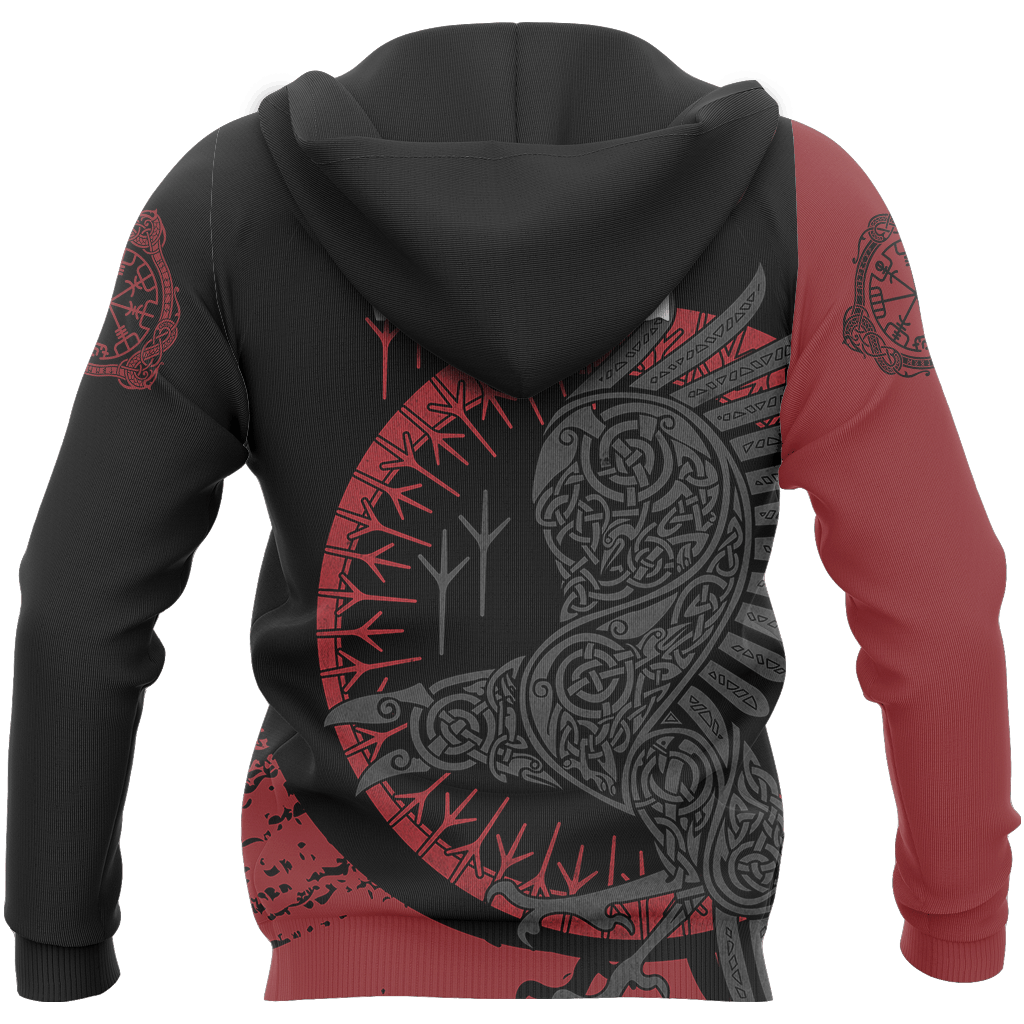 Viking Raven Zip Hoodie For Norse Themed Outfits Weekend Travel And Relaxed Comfort