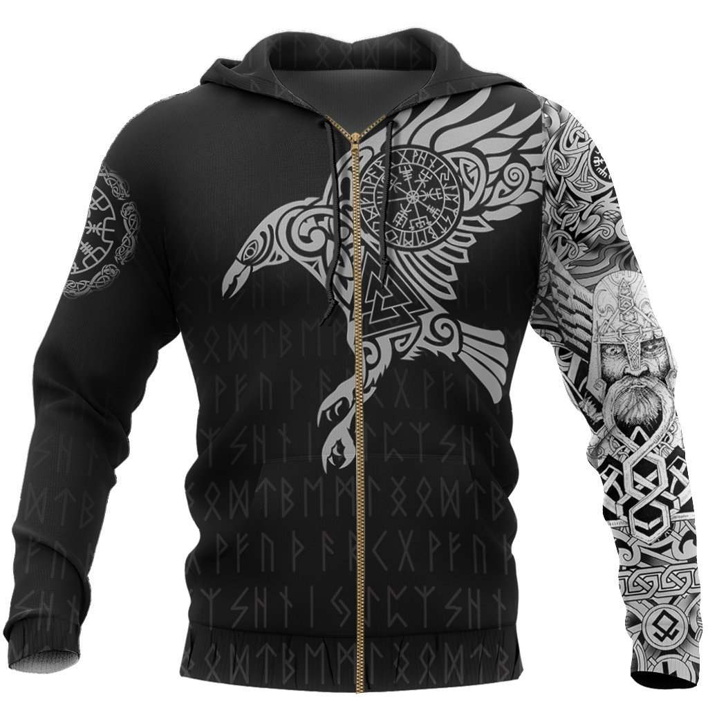 Viking Raven Odin Tattoo Hoodie For Norse Style Adventures Casual Layering And Everyday Wear