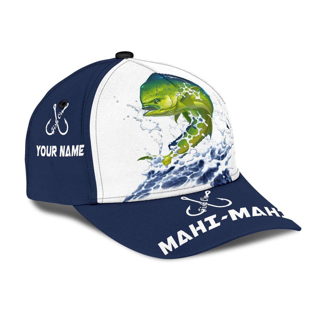 Custom Name Mahi Fishing Hook 3D Design Classic Cap For Relaxed Outfits Outdoor Events And Holiday Trips
