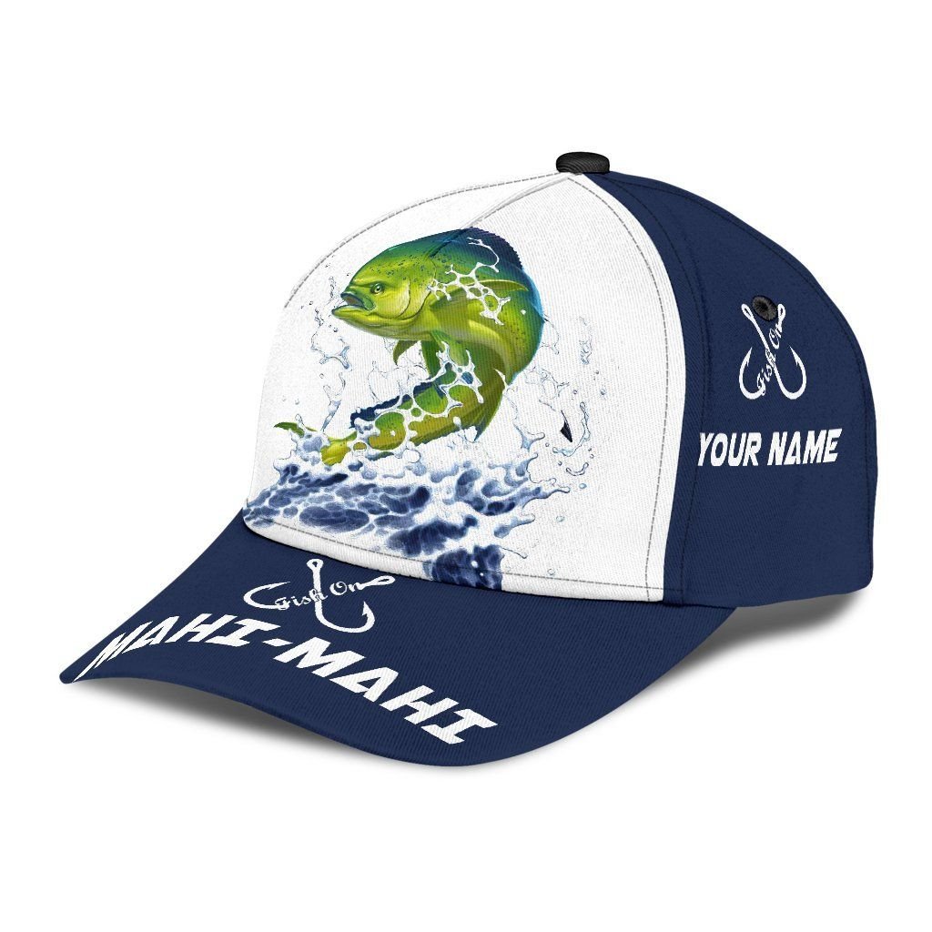 Custom Name Mahi Fishing Hook 3D Design Classic Cap For Relaxed Outfits Outdoor Events And Holiday Trips