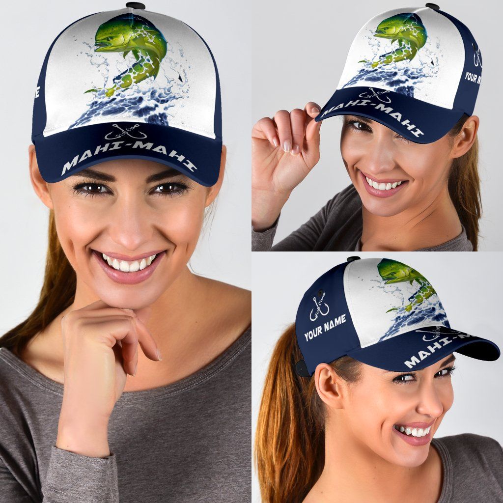 Custom Name Mahi Fishing Hook 3D Design Classic Cap For Relaxed Outfits Outdoor Events And Holiday Trips
