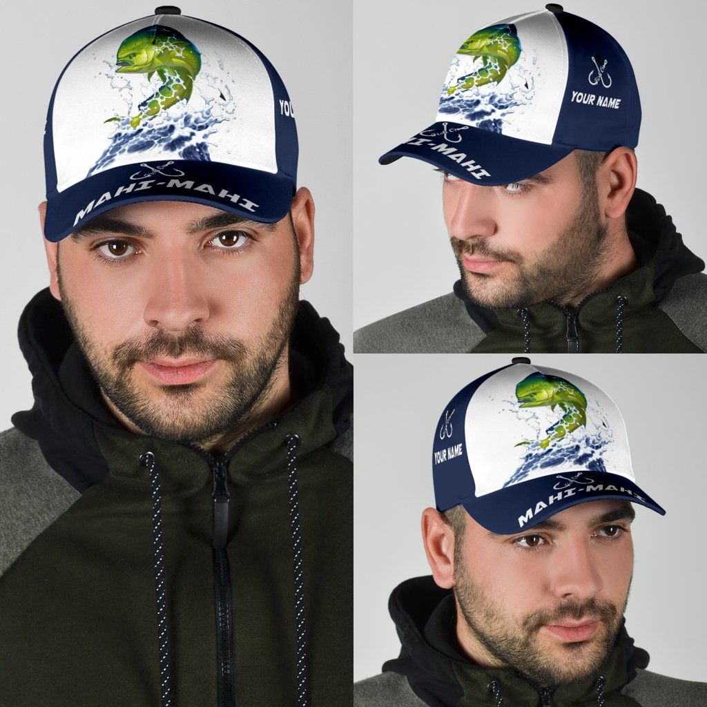 Custom Name Mahi Fishing Hook 3D Design Classic Cap For Relaxed Outfits Outdoor Events And Holiday Trips