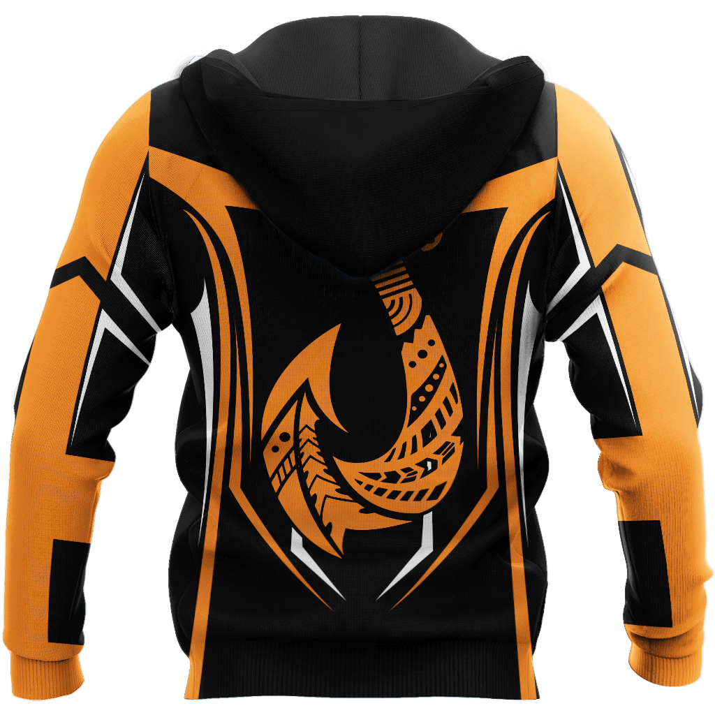 Orange Bass Fishing Maori Stainless Steel Hook Hoodie For Fishing Lovers Outdoor Trips And Thoughtful Gift Giving