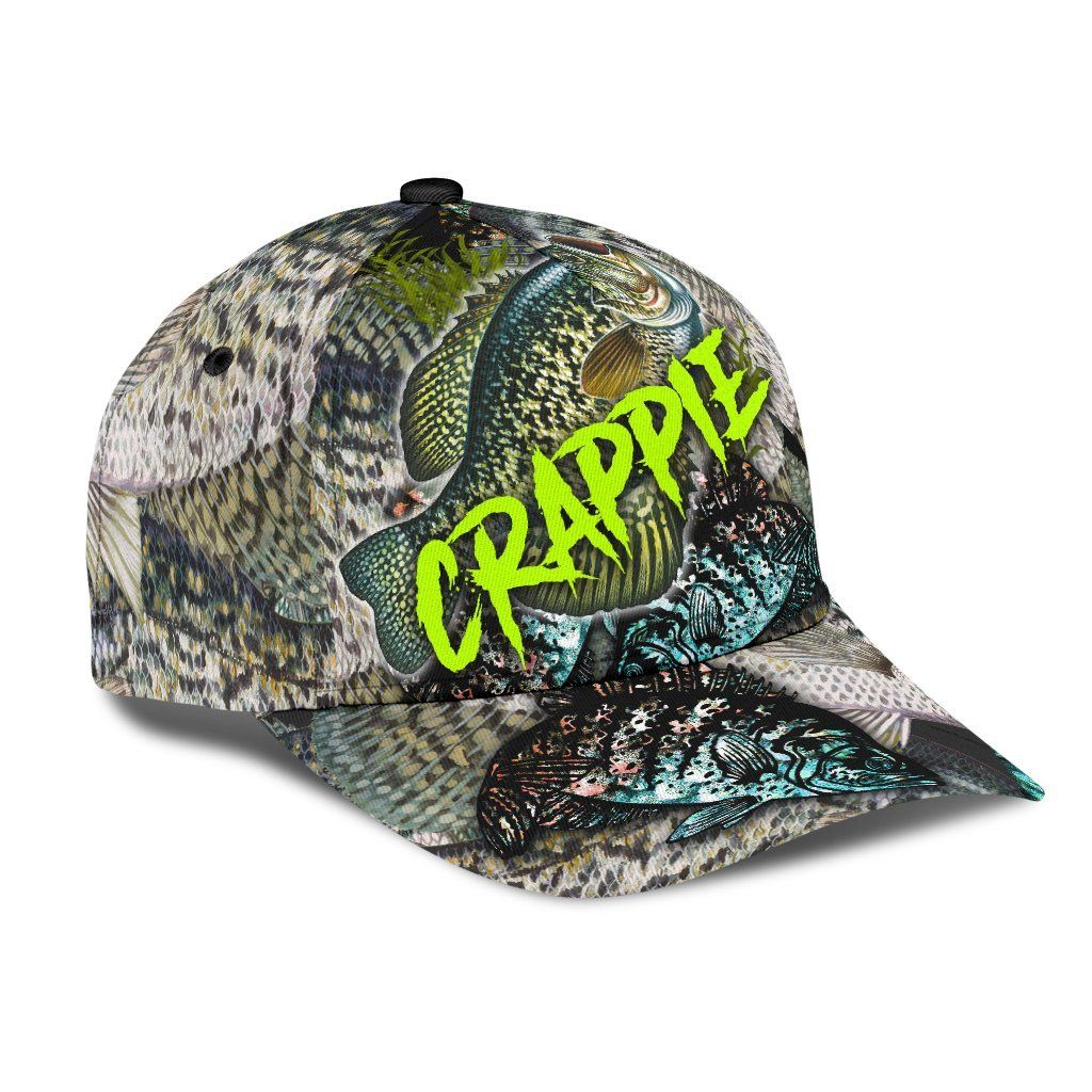 Crappie Fishing Skin Pattern Hook 3D Design Classic Cap For Casual Outfits Vacations And Everyday Styling