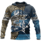Blue Musky Fishing Hook Up Camo Hoodie For Fishermen Camping Adventures And Comfortable Streetwear
