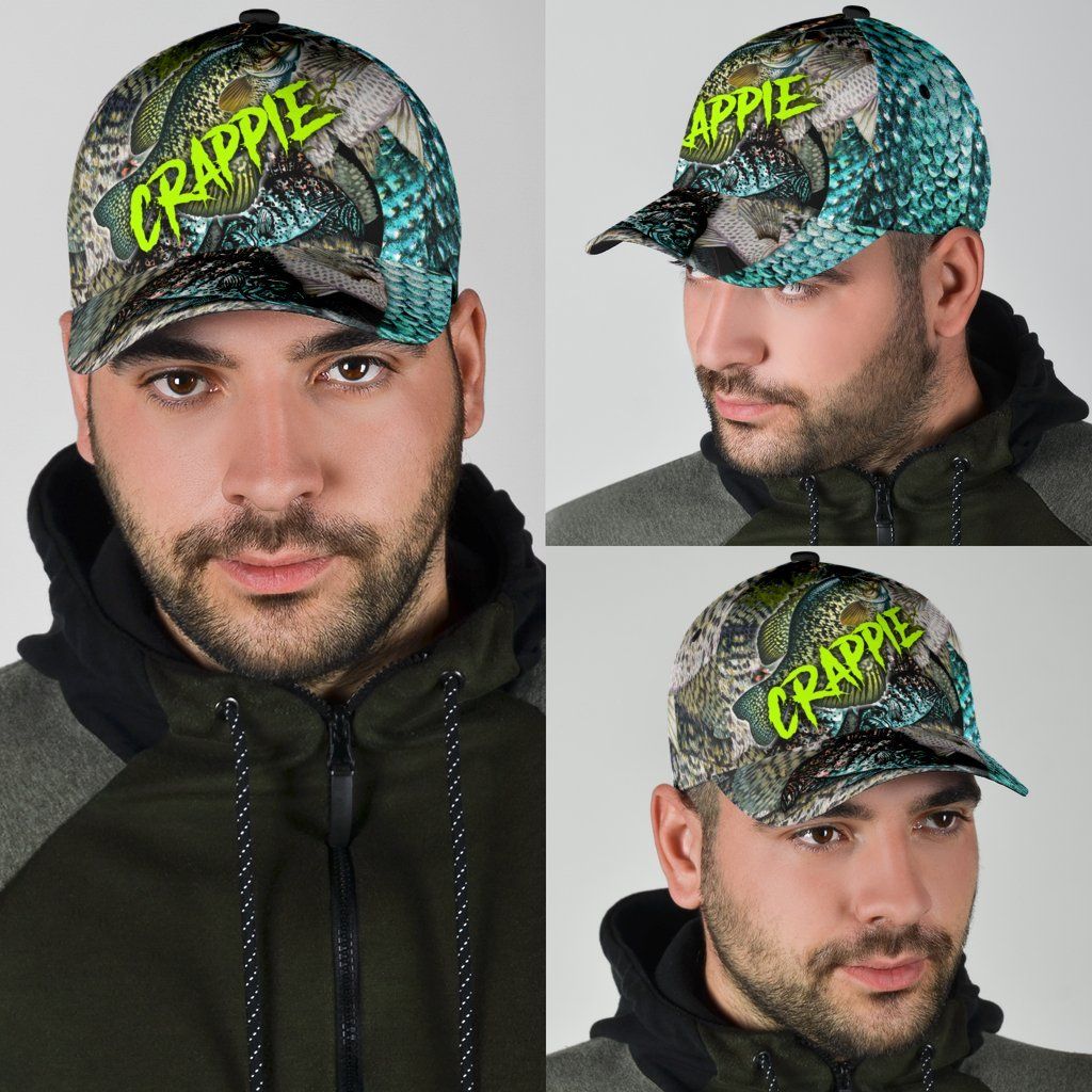 Crappie Fishing Skin Pattern Hook 3D Design Classic Cap For Casual Outfits Vacations And Everyday Styling