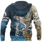 Blue Bass Fishing Sport Hoodie For Fishing Adventures Camping Travel And Casual Gift Ideas