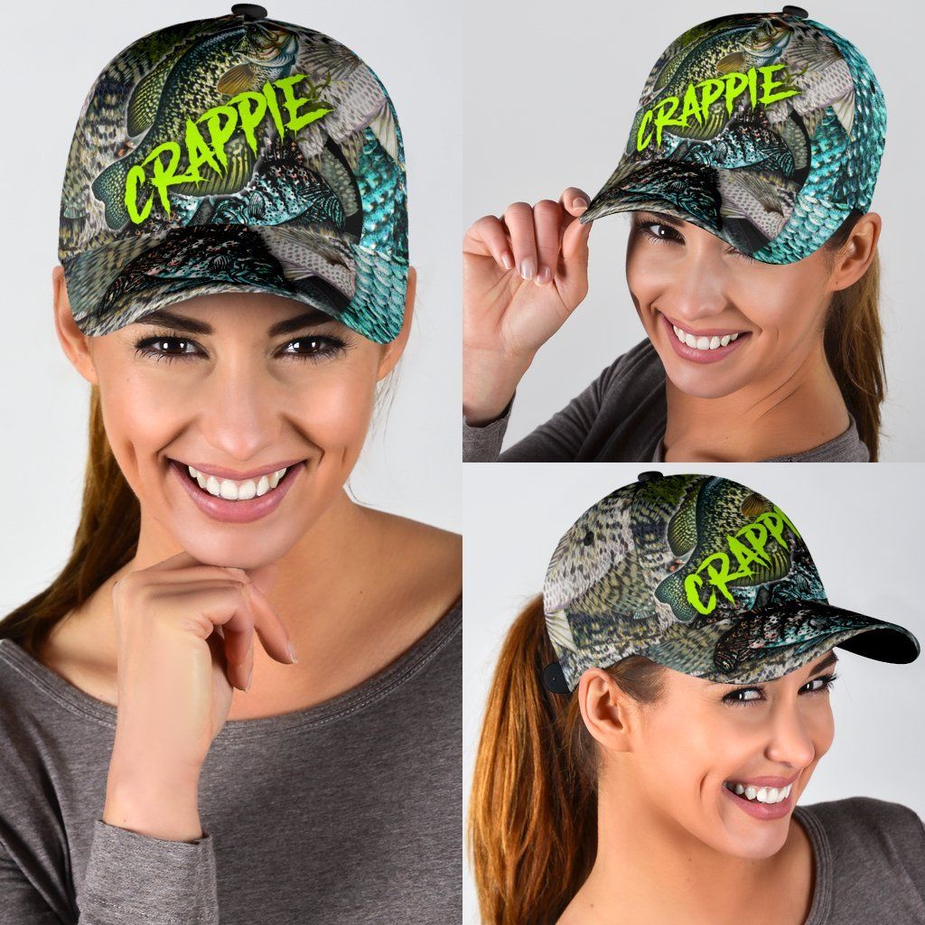 Crappie Fishing Skin Pattern Hook 3D Design Classic Cap For Casual Outfits Vacations And Everyday Styling