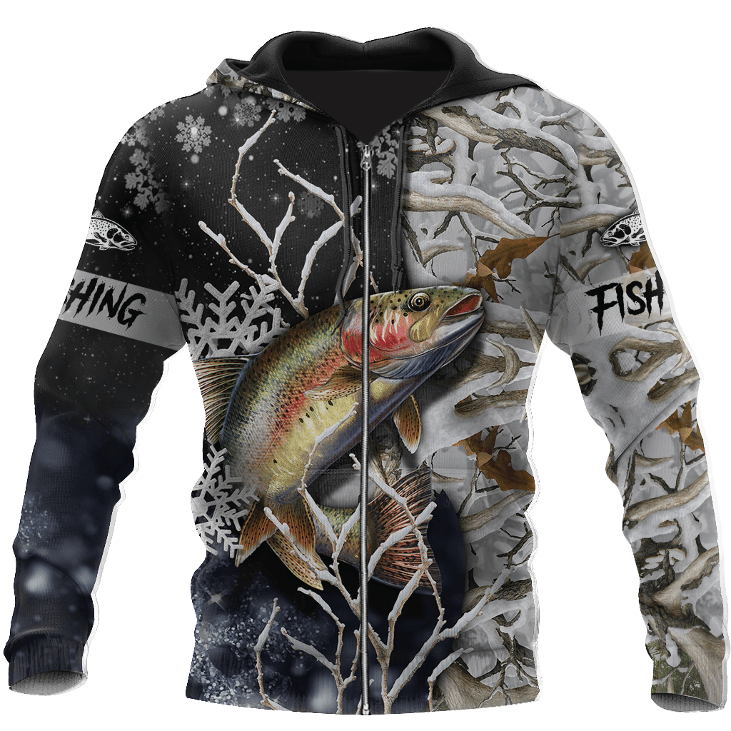 Trout Salmon Ice Fishing Hoodie For Weekend Fishing Outdoor Comfort And Everyday Outfits