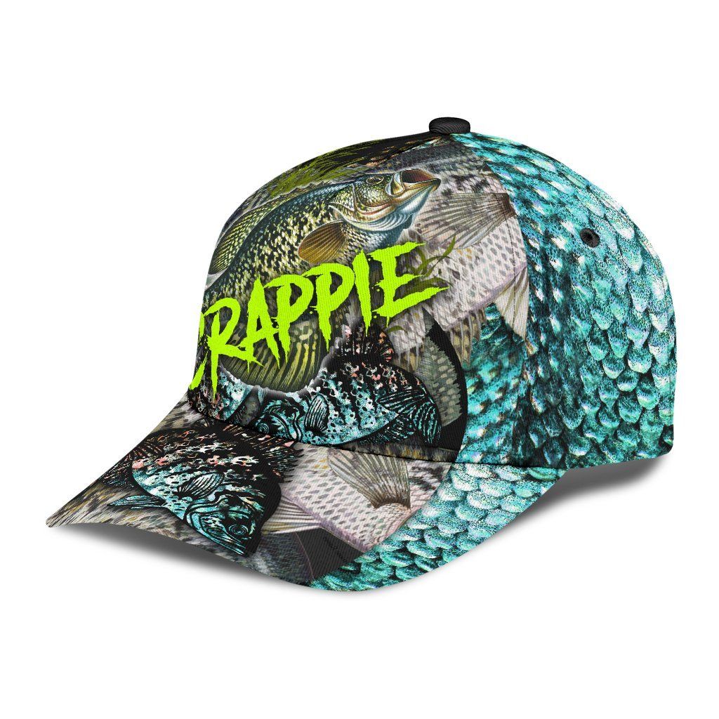 Crappie Fishing Skin Pattern Hook 3D Design Classic Cap For Casual Outfits Vacations And Everyday Styling
