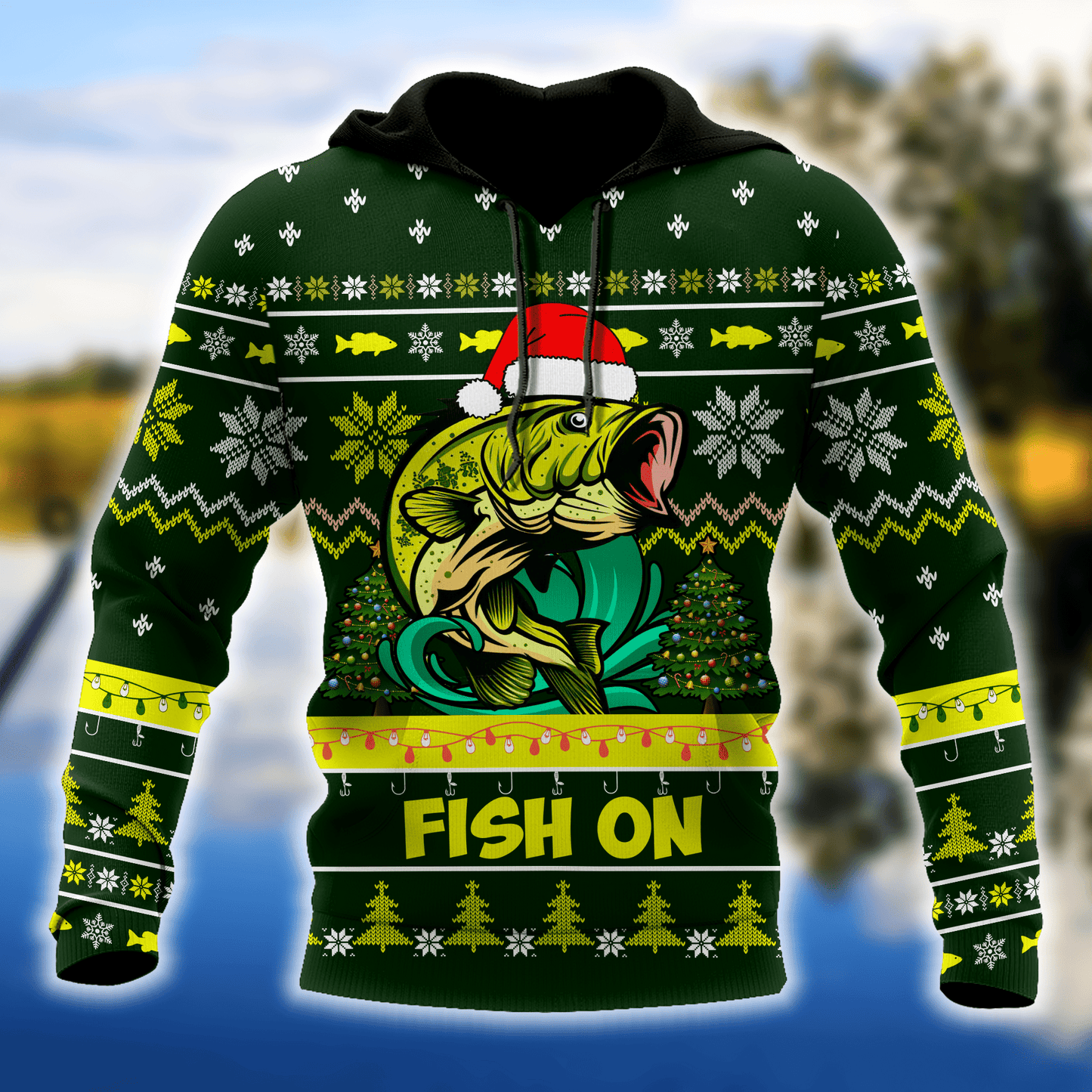 Bass Fishing Fish Christmas Hat Hoodie For Festive Family Moments Winter Wear And Holiday Gift Ideas