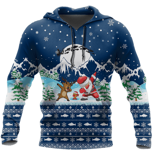 Blue Santa Fishing Yolo Hoodie For Holiday Parties Weekend Outings And Cheerful Gift Giving