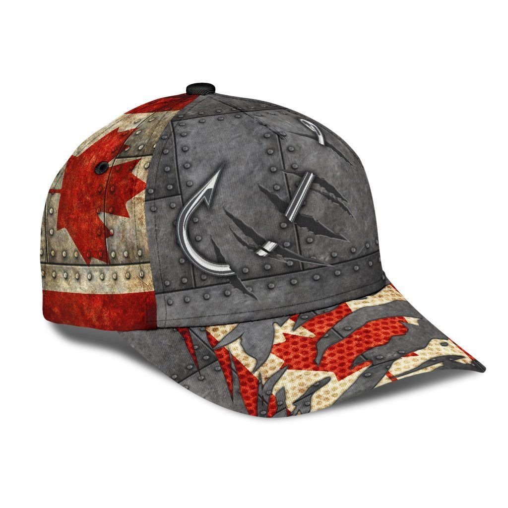 Canada Fishing Hook 3D Design Classic Cap For Vacation Style Outdoor Activities And Daily Comfort